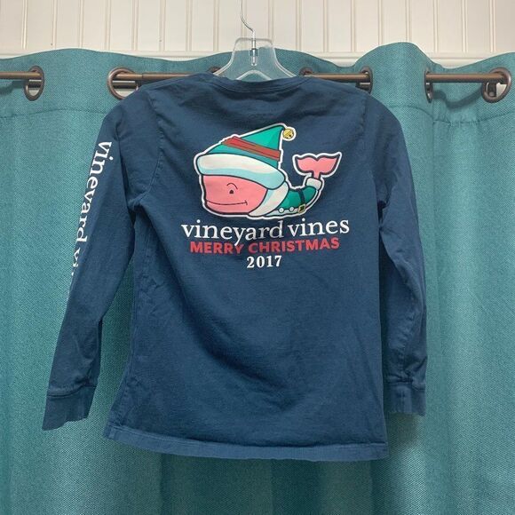 Vineyard Vines Elf Blue Long Sleeve Shirt Size Small 8-10 - Picture 1 of 5